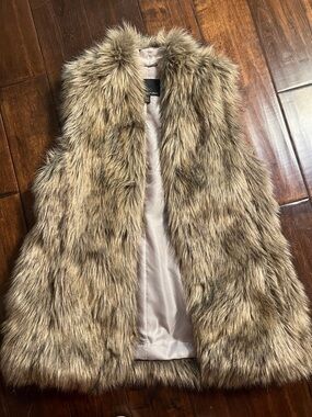 Banana Republic Faux Fur Vest Brown Sleeveless Coat XS